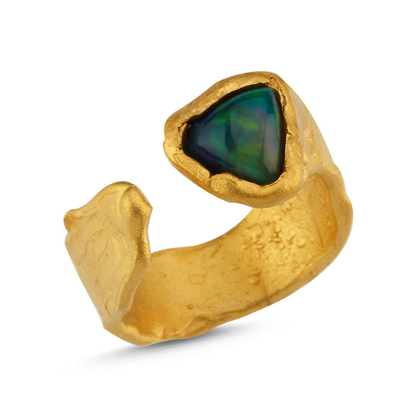 Black Opal Ring-Astartelux Jewelry Handmade Sustainable Jewelry
