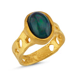 Black Opal Ring-Astartelux Jewelry Handmade Sustainable Jewelry