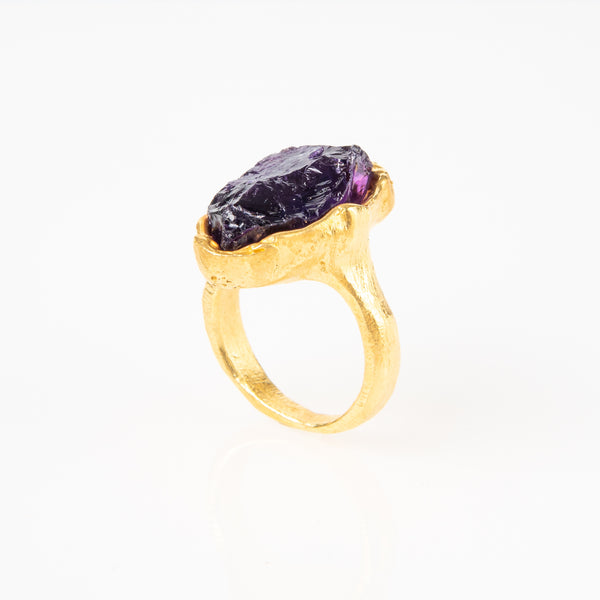 Rough Amethyst Ring-Astartelux Jewelry Handmade Sustainable Jewelry