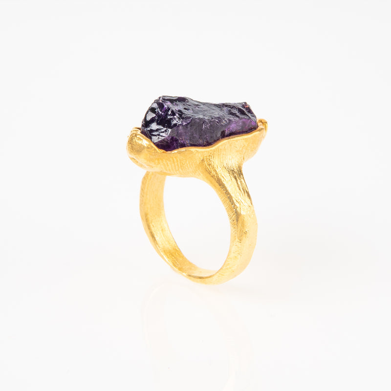 Rough Amethyst Ring-Astartelux Jewelry Handmade Sustainable Jewelry