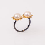 Pearls Black Ring