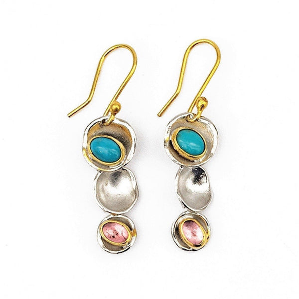 Turquoise and Tourmaline Earring-Astartelux Jewelry Handmade Sustainable Jewelry