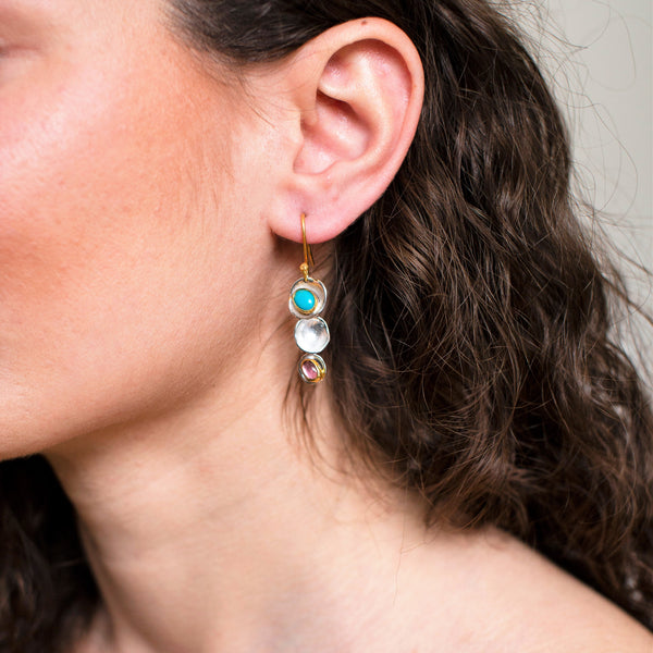 Turquoise and Tourmaline Earring-Astartelux Jewelry Handmade Sustainable Jewelry