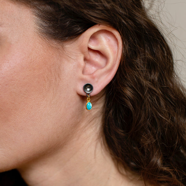 Black Turquoise Earring-Astartelux Jewelry Handmade Sustainable Jewelry
