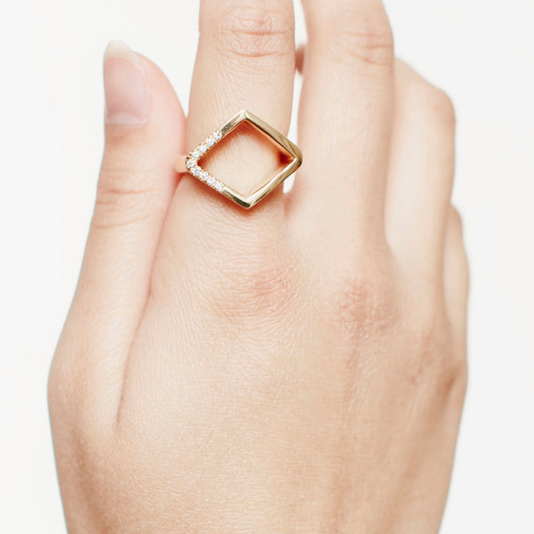 Rhombus Diamond Ring-Astartelux Jewelry Handmade Sustainable Jewelry