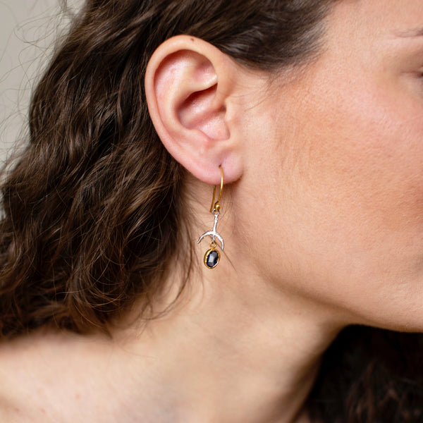 Moon star Earrings-Astartelux Jewelry Handmade Sustainable Jewelry