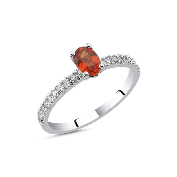 Orange Sapphire and Diamonds Ring