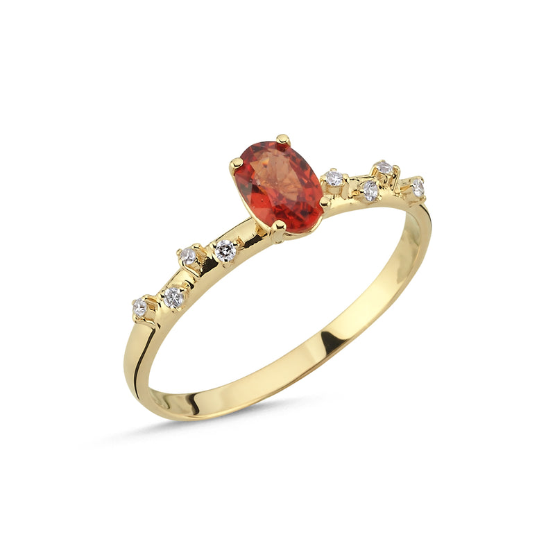 Orange Sapphire Ring