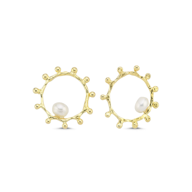 Ancient Sun Earrings with Pearls