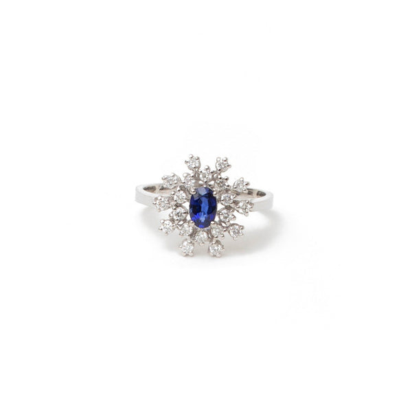 Sapphire ring snowflake diamonds