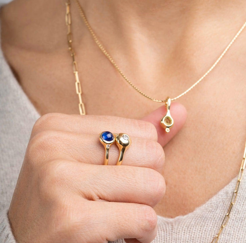 Sapphire Ring 18 K Recycled Gold-Astartelux Jewelry Handmade Sustainable Jewelry