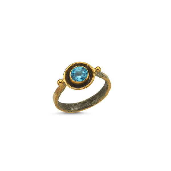 Swiss Blue Topaz Ancient Ring