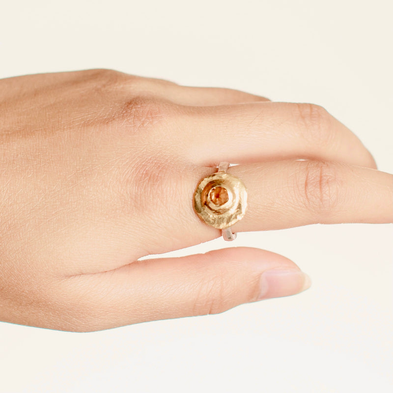 One Heart Citrine Ring-Astartelux Jewelry Handmade Sustainable Jewelry