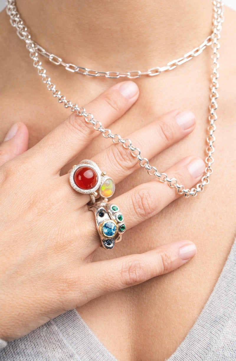 Cabochon Carnelian Ring-Astartelux Jewelry Handmade Sustainable Jewelry