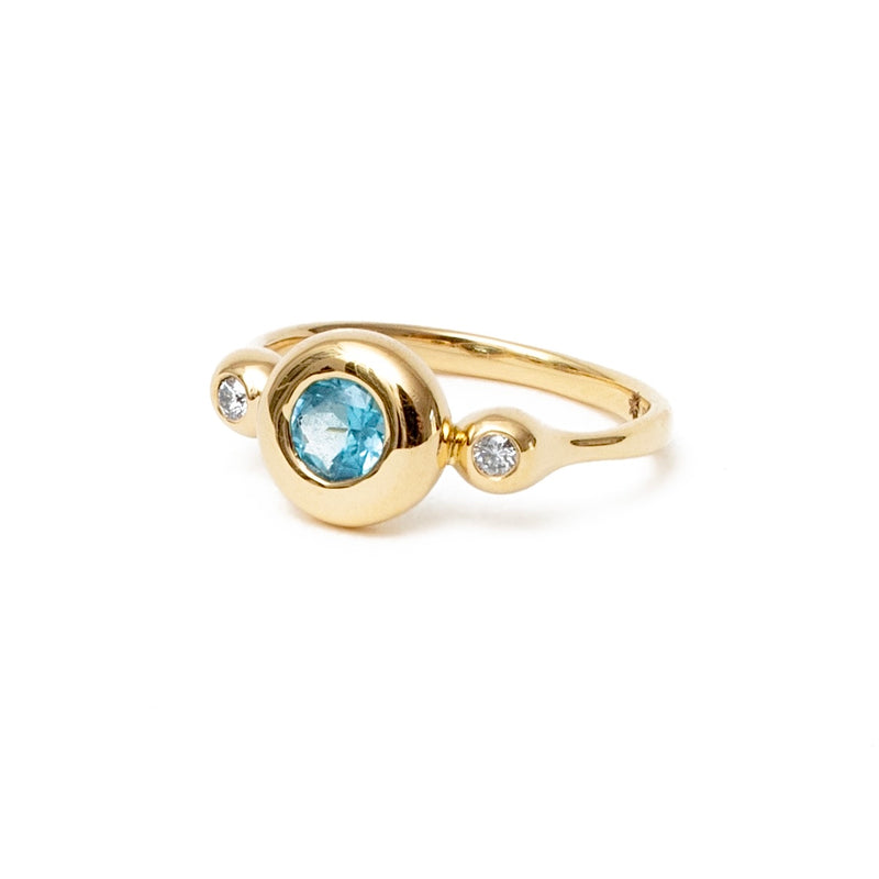 Blue Topaz Ring 18 K Recycled Gold